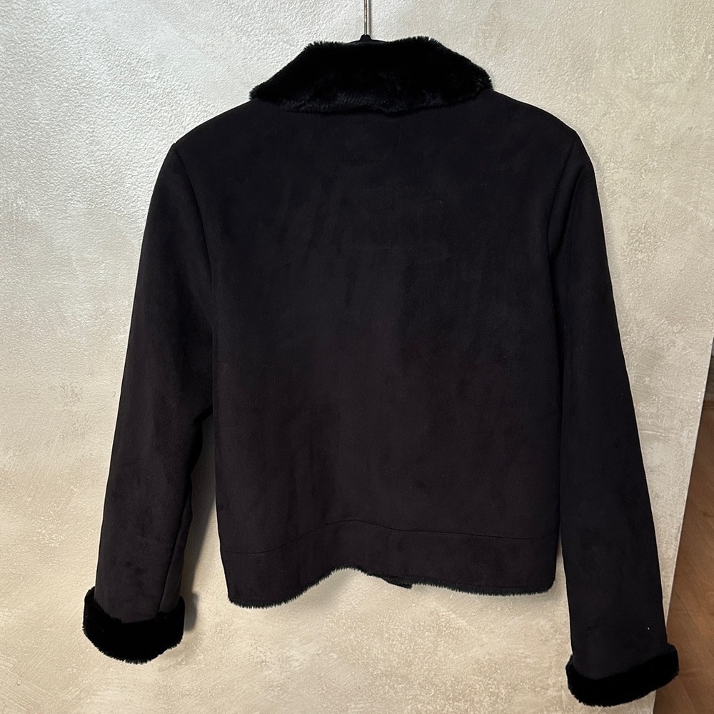 Ralph Lauren Black Label Women's Black Coat with Faux Fur sz small - Picture 8 of 9